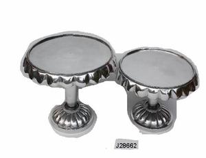 High Quality Cast Aluminium Cake Stand with Mirror Polish Finish Wedding Party Decoration <b>Metal</b> <b>Plate</b> in Two Sizes - Product Image 3