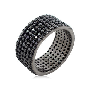 Most Demanding 925 Sterling Silver Black Genuine Natural Diamond Elegant Eternity <b>Band</b> <b>Ring</b> - Product Image 2