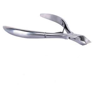 Tijeras para uñas plateadas francesas con logotipo personalizado, cortaúñas de cutícula de acero inoxidable, cortaúñas láser, pinzas afiladas para dedos de los pies al por mayor - Product Image 1