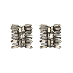 ต่างหูเพชรทรงบาแกตต์ธรรมชาติ ชุบออกซิไดซ์ เงินแท้ 925 แบบกดติด ทำมือ เครื่องประดับคุณภาพสูง ขายส่ง - Product Image 4