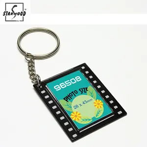 Wholesales STARWOOD #96508 28*43mm Film strip Acrylic Photo Keychain snap lid movie key fob promotional