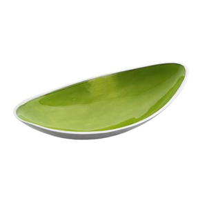 Bol et plat en aluminium émaillé vert lime écologique poli pour les fêtes - Product Image 1
