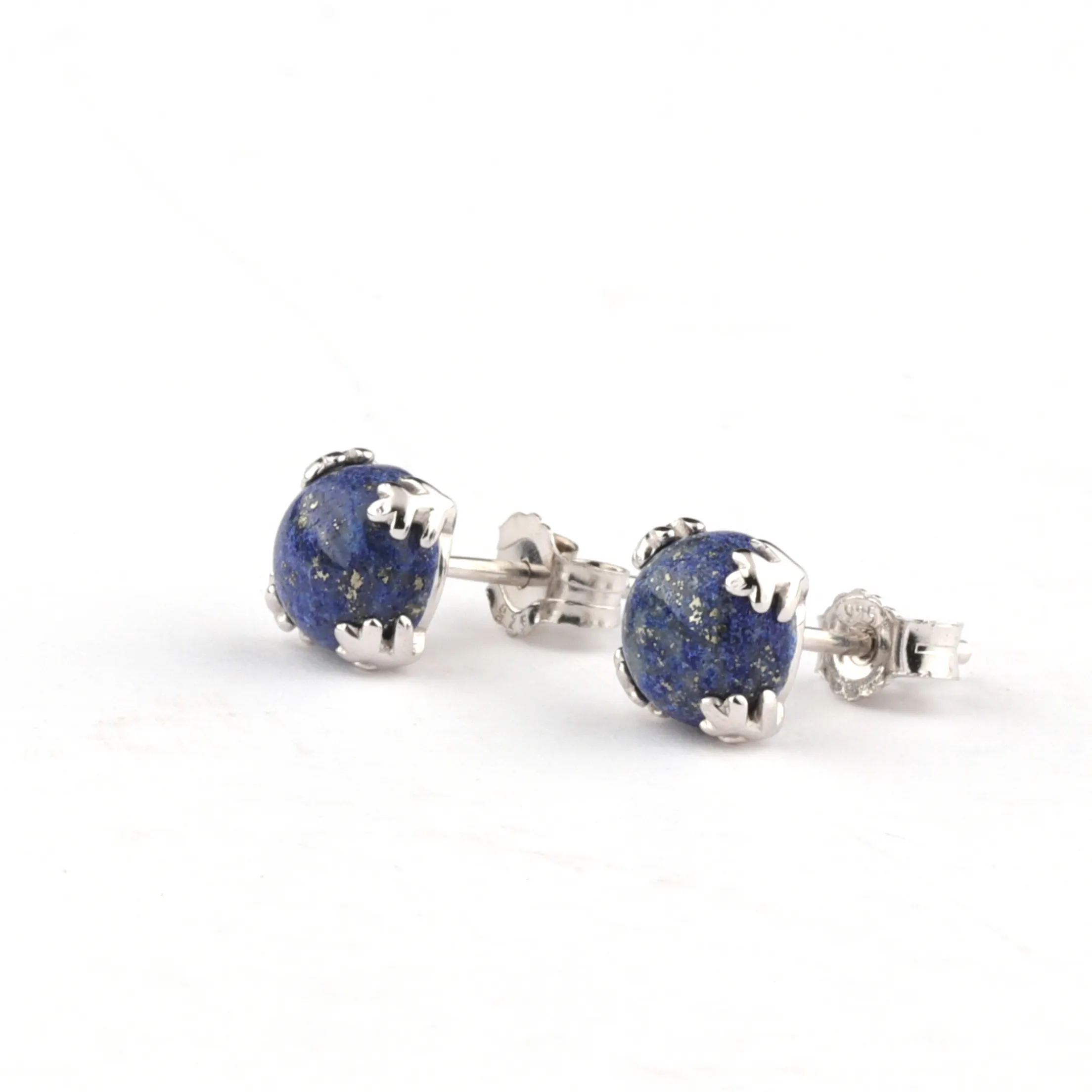 Hoa Tai Mạ Bạc Rhodium 925 Trang Sức Đá Quý Bông Tuyết Lapis Lazuli Cho Nữ