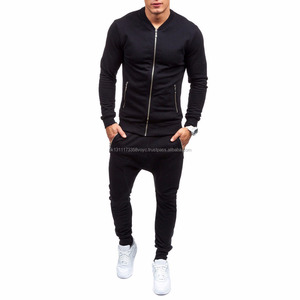 ชุดวอร์มวิ่งลายทางสำหรับผู้ชาย แจ็คเก็ตและกางเกงขายาว สีดำ - Product Image 3