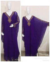 Caftán Turco Abaya para Mujer, Vestido Largo Islámico de Manga Larga, Top Corto con Cuentas, Abertura Lateral, Bordado a Mano, Ecológico, Estilo Vintage, Vestido de Fiesta