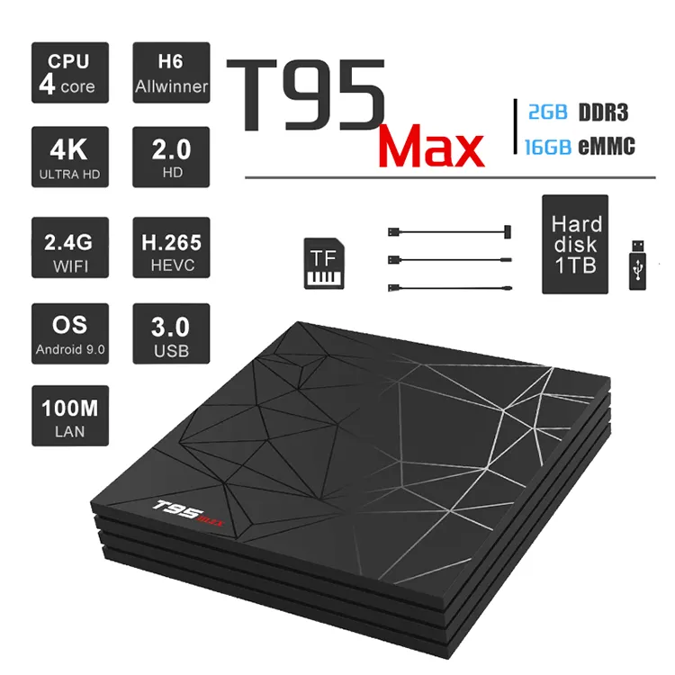 Android TV กล่อง T95 MAX Android 9.0 TV Box 2 GB 16 GB