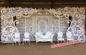 ที่สวยหรูแต่งงานฉากหลังเวทีกรอบขนาดใหญ่เส้นใยสีขาวฉากหลังแผงกรอบ - Product Image 5