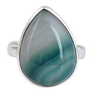 Pear Cab Botswana ágata piedra preciosa 925 anillo de plata esterlina bisel ajuste plateado anillo de moda para regalo de boda o fiesta - Product Image 2