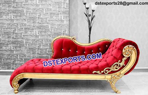 Conjunto de sofás de boda, conjunto de sofás de diseño de boda, color dorado y rojo, estilo asiático real - Product Image 6
