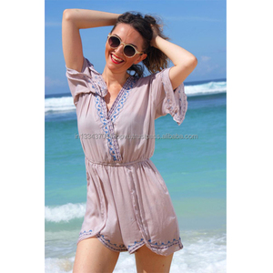 Première Adorable Offre Spéciale Brodé Floral vêtements de Plage D'été Combishort Plage Soirée Bohème Barboteuse Robe Pour les femmes - Product Image 1