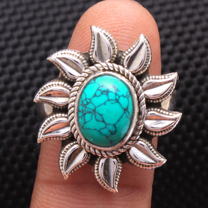 Traditional Sun Design 925 Sterling <b>Silver</b> Labadorite Moonstone Turquoise Gemstone <b>Ring</b> Weddings Engagements Gifts <b>Set</b> Inlaid - Product Image 4