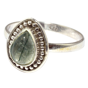 Bagues en argent Sterling 925 en forme de poire noire Rutile, bijoux en argent Sterling 925, vente en gros - Product Image 2