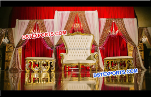 Conjunto de muebles tallados de Metal y plata para bodas, conjunto de sofás de estilo Maharaja para bodas asiáticas, diferentes estilos, fabricante de muebles para bodas - Product Image 3