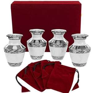 Urnas de cremación para cenizas funerarias, Juego de 4 urnas azul con caja de terciopelo de plata, de Metal, latón y aluminio - Product Image 5