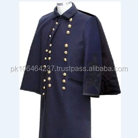 도매 다크 블루 방풍 플러스 사이즈 재킷 겨울 긴 남자의 미국 남북 전쟁 망토 코트