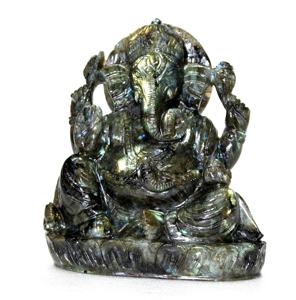 Labradorite Sculpture Ganesha Sculpture Statue sculptée à la main Figurine Pierre Naturelle Jade Quartz Guérison Chakra Motif - Product Image 2
