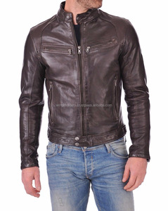Chaqueta Bomber de cuero de piel de cordero 100% para hombre - Product Image 3