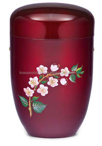 Urna de cremación de latón funerario para adultos, suministros funerarios de India de color azul y dorado con Rosa de Brassworld - Product Image 6