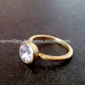 Bague Quartz Clair Bague délicate en or vermeil - Product Image 1