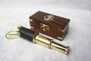 Telescopio de latón antiguo con caja de madera, telescopio antiguo, - Product Image 4