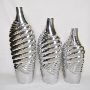 Set of 3 Mirror Polished Living Room Floor <b>Tall</b> <b>Flower</b> Vases and <b>Pots</b> Fancy Designing Handmade Classic Home Indoor <b>Flower</b> Vases - Product Image 1