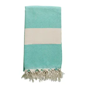 Diamond Pattern Pestemal Fouta Hammam Towel sarong 100% Cotton 100x180cm 40by70inches, Spring Green Classic Collection .