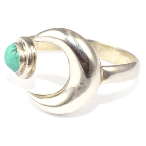Impressionnant demi-lune forme ronde Turquoise 925 bagues en argent Sterling bijoux en argent pierres précieuses bijoux en argent - Product Image 3