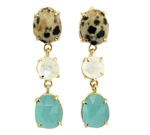 Wholesale Designer Collection Three Stone Drop Dangle Earrings Women Statement Earrings Fine Fashion Jewelry Prong Setting Drop - Product Image 1