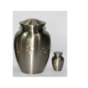 Urnas de cremación para mascotas biodegradables de diseño de BTC Metal de alta calidad con acabado de latón mate Estampado colorido para cenizas de adultos - Product Image 3