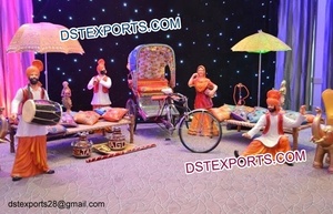 Traditionnel Rangla Punjab FRP Statues Punjabi Cultural Bhangra Statue Jatt avec Dhol Statues Mariage Entrée Décor Australie - Product Image 4