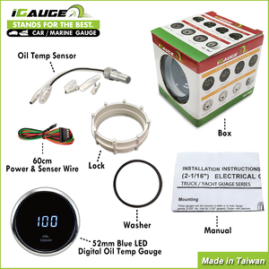 IGAUGE 2018 Hot 52mm Car Digital Oil Temperature Gauge con clasificación IP67 Blue LED Backlight 12V para montaje universal - Product Image 5