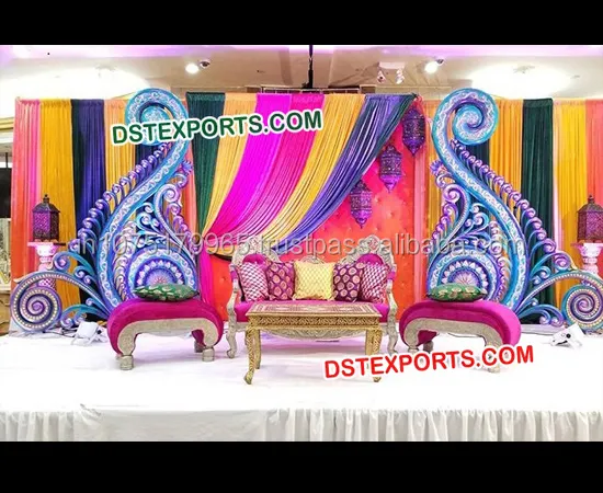 Qiao — décoration de paon de mariage, magnifique Design FRP, paisley indien, pour mariage, fabrication de décoration