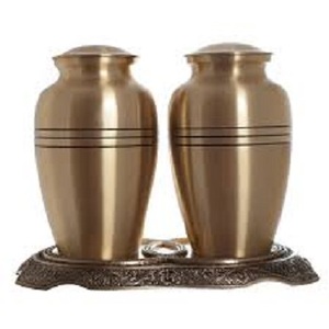 <b>Companion</b> Urn Engraved Design <b>Brass</b> Finished Adult <b>Companion</b> Funeral Urn <b>Set</b> in Pewter Polish for Pet Ashes - Product Image 3