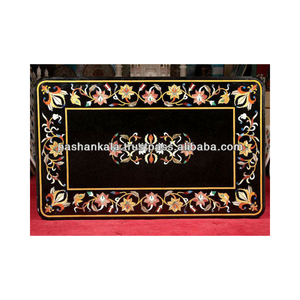 หินอ่อนสีดำ Inlay โต๊ะรับประทานอาหารด้านบน - Product Image 1