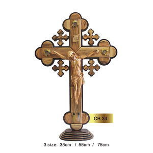 Grandes croix en bois d'olivier avec crucifix en bois d'olivier et éléments de la Terre Sainte - Product Image 1