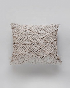 Venta caliente macramé hecho a mano algodón orgánico cuerda funda de almohada patrón geométrico Vintage técnicas de punto para uso doméstico o hotelero - Product Image 3