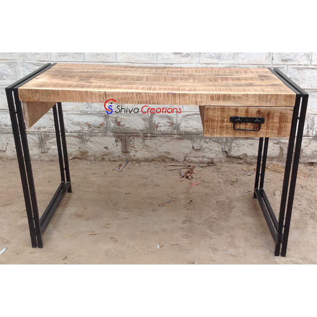 Industrial Vintage Office Computer Study Table - Solid Wood