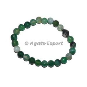 Bracelets en perles d'agate verte avec breloque ChokoReikI plaqué or classique pour anniversaires et fêtes-Cadeau - Product Image 1