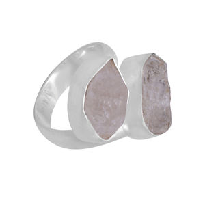 Bague en argent sterling 925 vintage pierre brute Herkimer naturelle bijoux en deux pierres à la mode pour les fêtes mariages anniversaires - Product Image 3