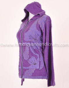 Fleur patchwork bohème violet dames sweat à capuche CSWJ 358 - Product Image 4