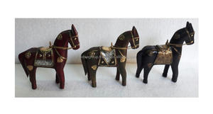 Latón equipado de caballo de madera de Casa decoración de mesa de madera artesanía caballo - Product Image 2