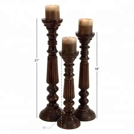 Wholesale custom european antique luxury wedding home decorating wooden geometric vintage tall candlestick candle holder