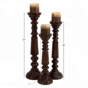 批发定制欧式古董豪华婚礼家居装饰木质几何复古高烛台烛台