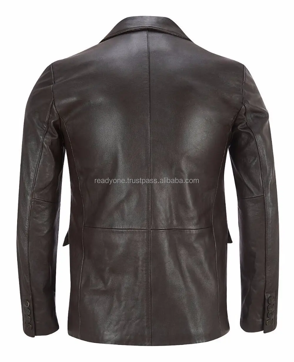 Men's Designer Black Leather Blazer Jacket