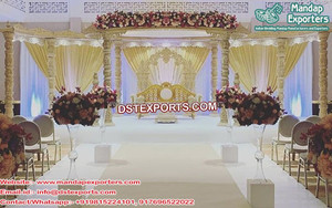 Dents d'éléphant de mariage indien exquis Style Mandap toile de fond superbe LED décorer pour la cérémonie de mariage - Product Image 6