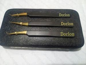 Pince à épiler japonaise en acier inoxydable, testée à la main, noir mat doré, pour extensions de cils, avec étui, pince à épiler à 45 degrés et pointue - Product Image 2