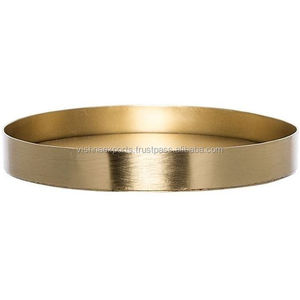 Modern Round <b>Brushed</b> Gold Metal Serving Tray Stainless Steel Tray - Product Image 1