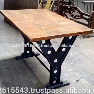 Table à manger style industriel en métal et en bois, Table à manger de style Vintage - Product Image 5