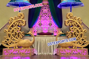 Estatua Decorativa de Pavo Real para Bodas Indias, Estatuas de Pavo Real Doradas de Fibra para Matrimonio, Estatuas de Pavo Real para Bodas - Product Image 2