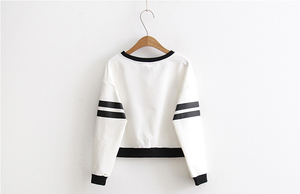 Viky Industries-Sudadera corta de algodón con cuello redondo para mujer, ropa para Parte Superior Femenina, con estampado de retales, Color blanco sólido, venta al por mayor - Product Image 2